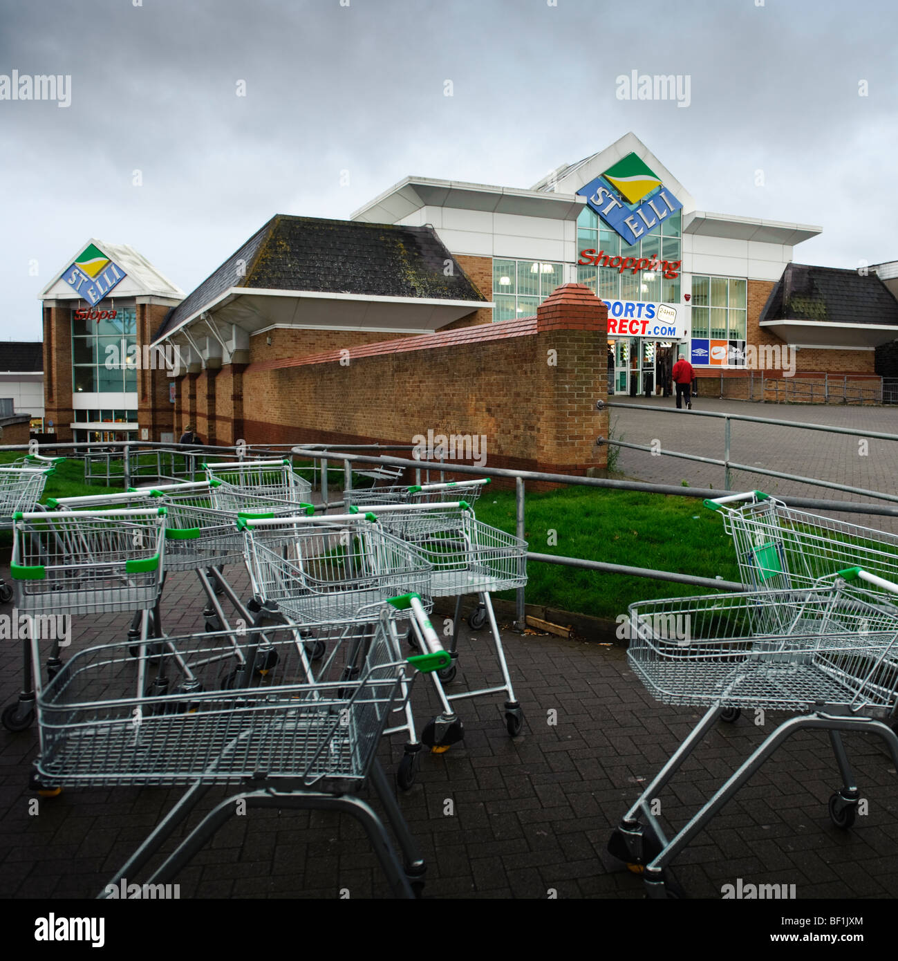 St Elli shopping centre and asda shopping trolleys in Llanelli town centre, Carmarthenshire west wales UK Stock Photo