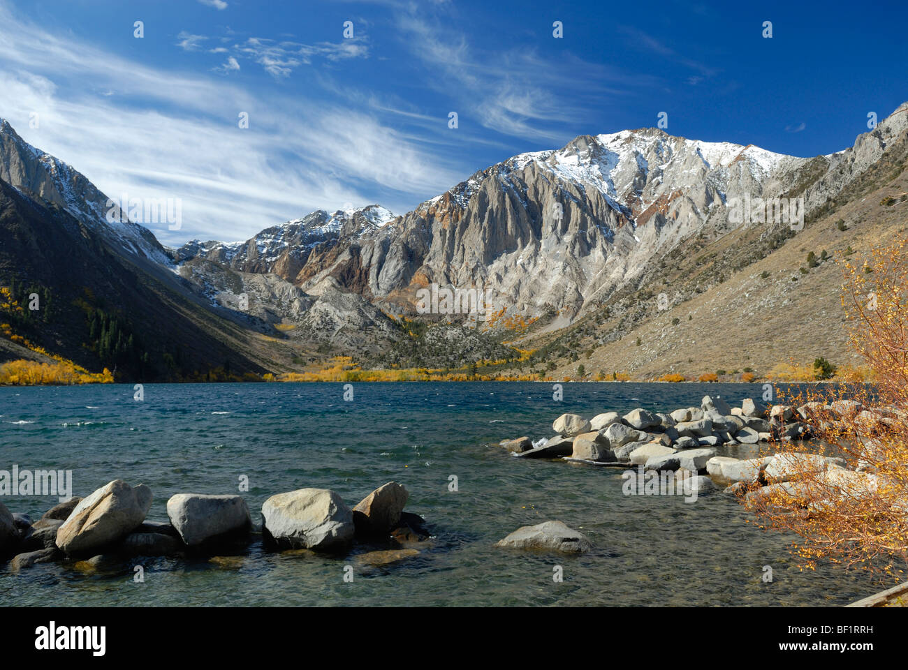 Autumn view at Convict Lake in Eastern Sierra Nevada, California Stock Photo