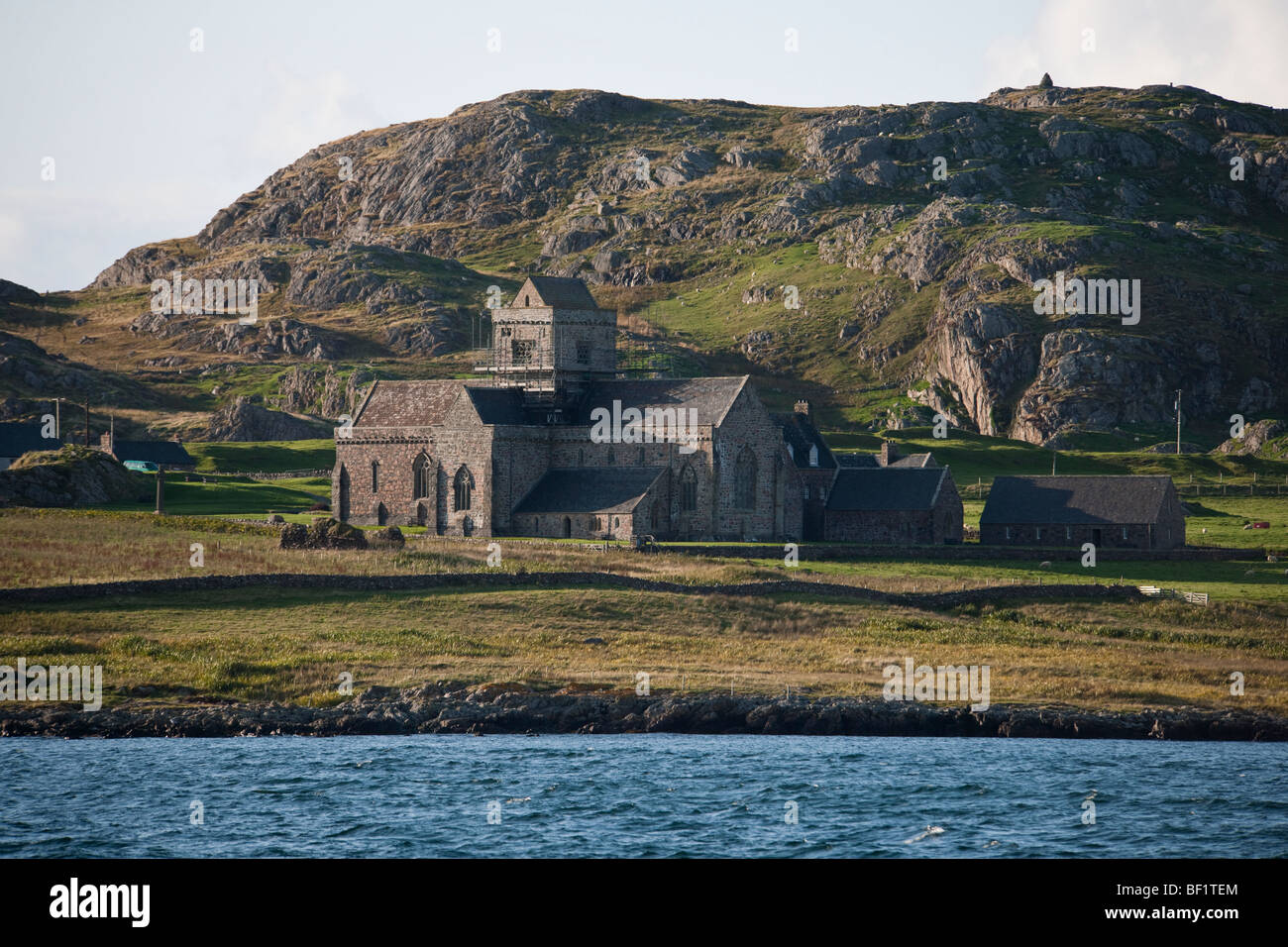 Exterior view of Iona Abbey on the Isle of Iona, Scotland Stock Photo