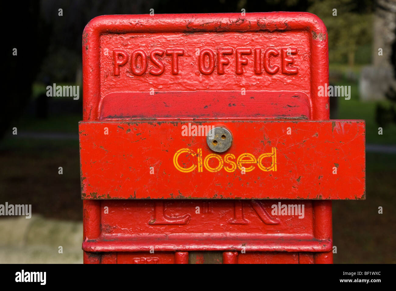 A photograph of a UK post box with closed sign Stock Photo