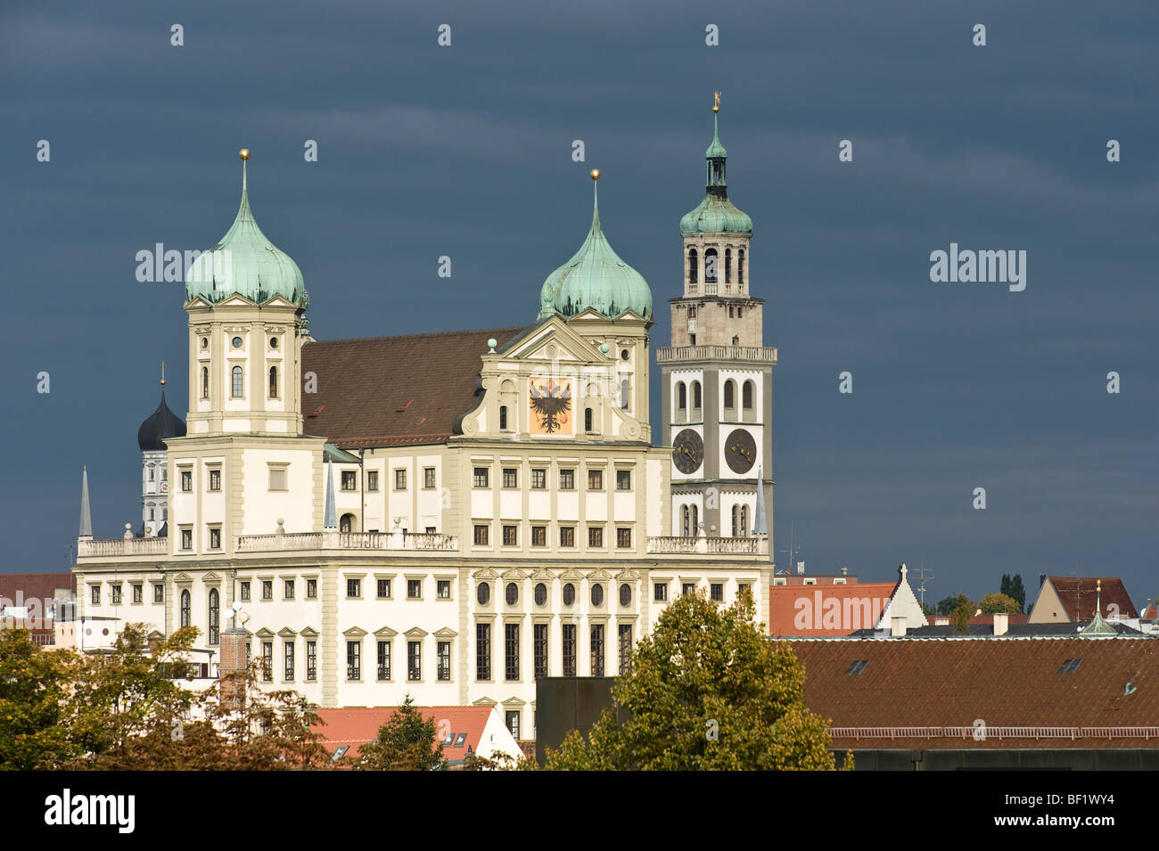 city hall and Perlachturm, Augsburg, bavaria, germany Stock Photo