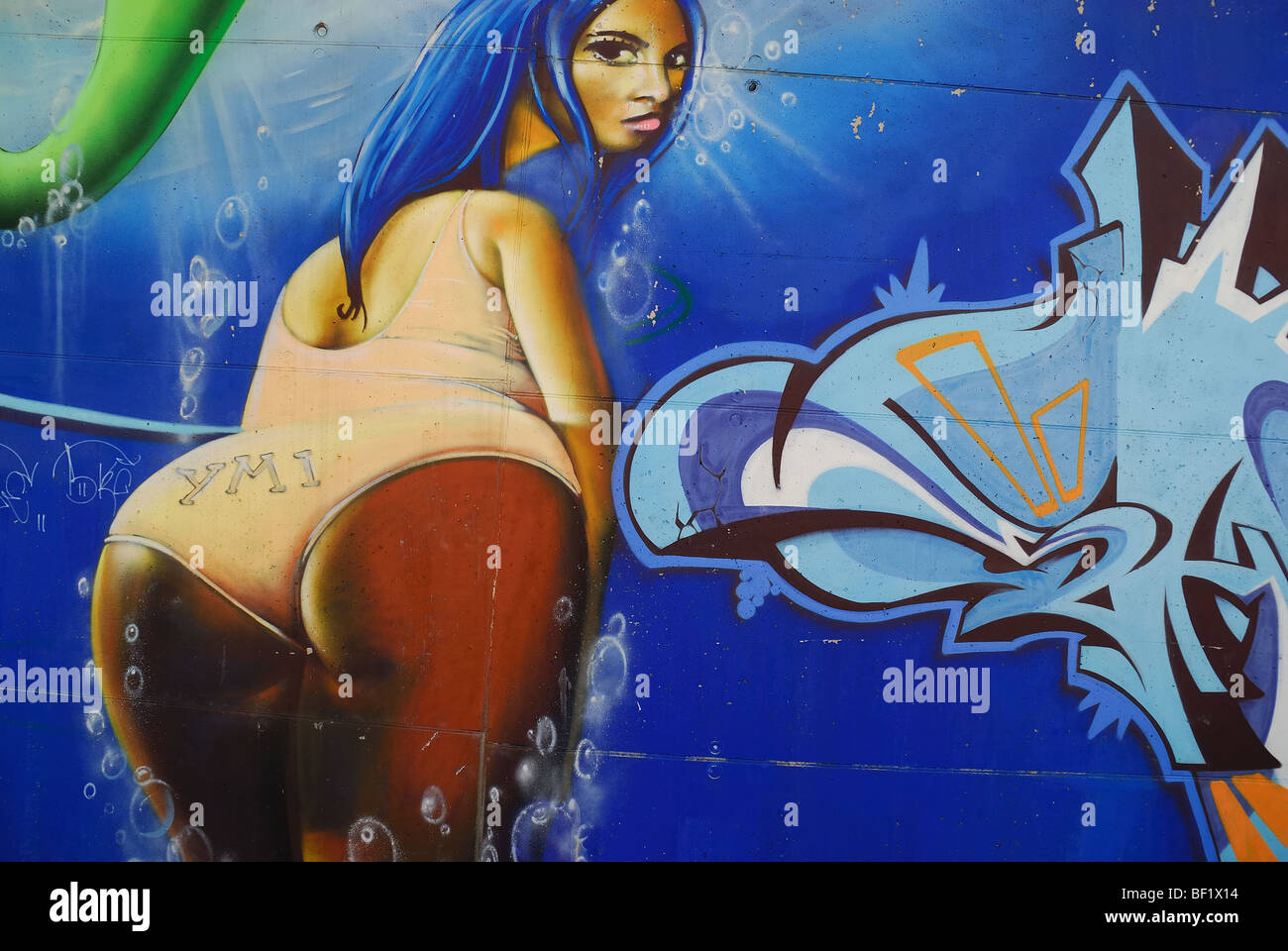 Padua,Italy,a mural painting representing a  a mermaid in Atlantis Stock Photo
