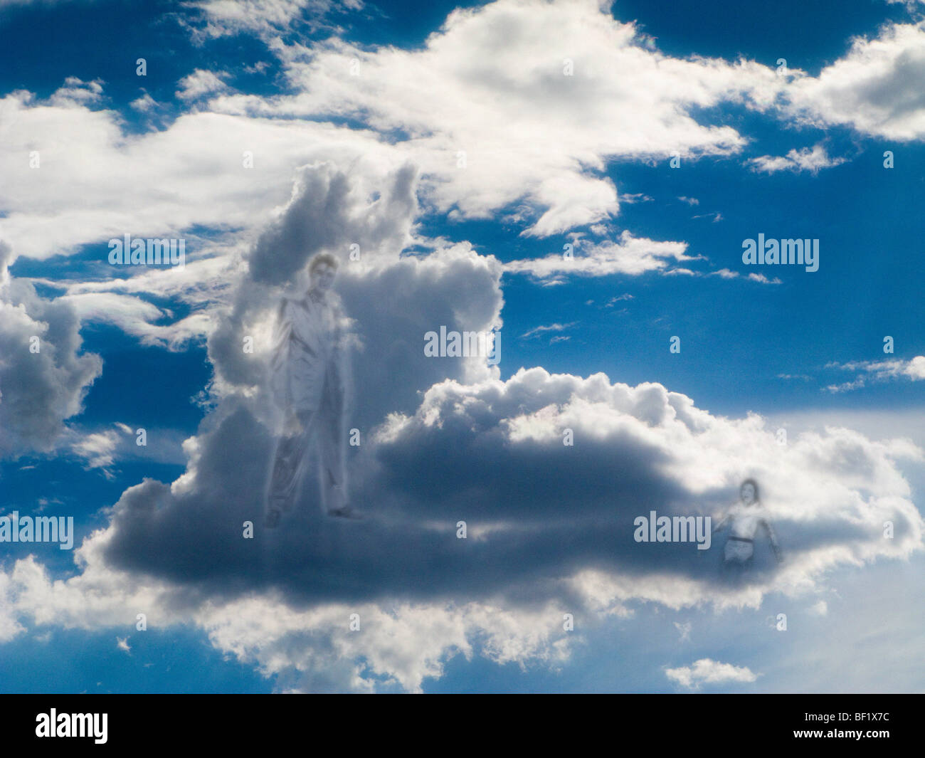 Elvis Presley and Michael Jackson in Heaven. Stock Photo