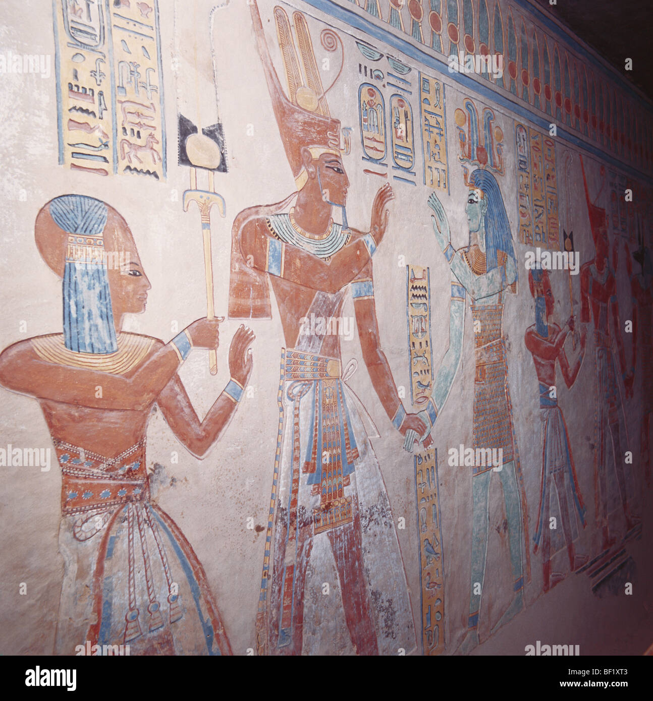 Egyptian Tomb Paintings, Valley of the Queens, Ancient Thebes, Luxor, Nile Valley, Egypt Stock Photo