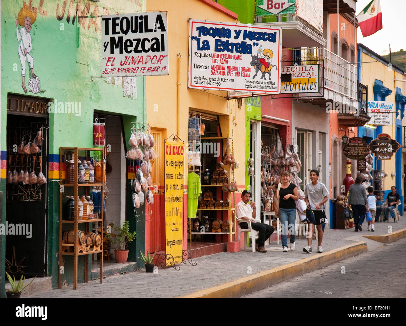 Tequila stores in the town of Tequila, Jalisco, Mexico Stock Photo
