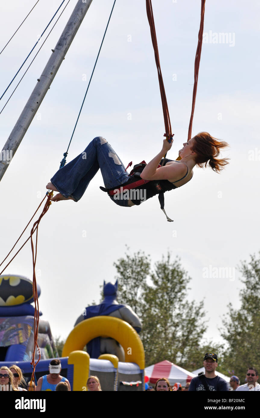 Euro bungee girl jumping attraction attractions jump hi-res stock ...