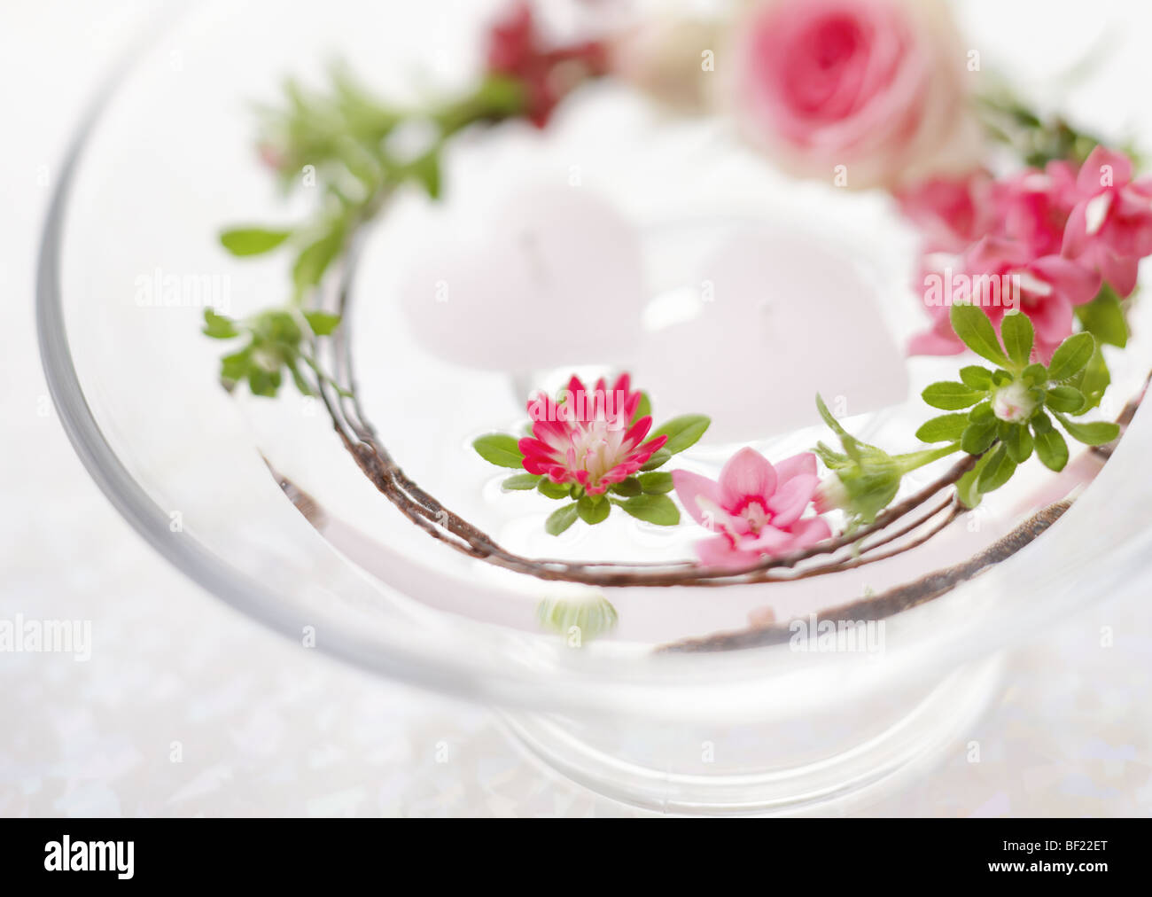 Floating candle and wreath Stock Photo