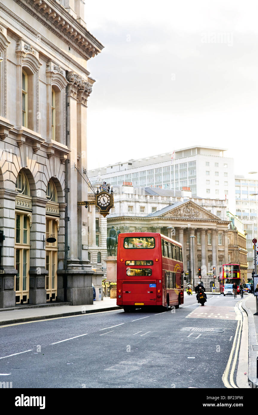 London street with view of Royal Exchange building Stock Photo