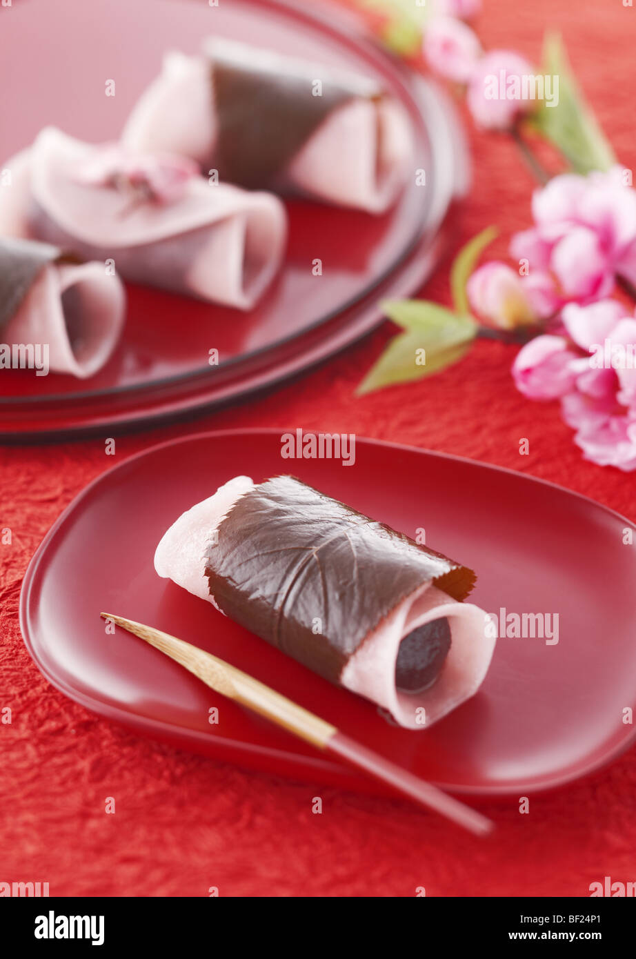 Cherry flavored rice cake Stock Photo Alamy