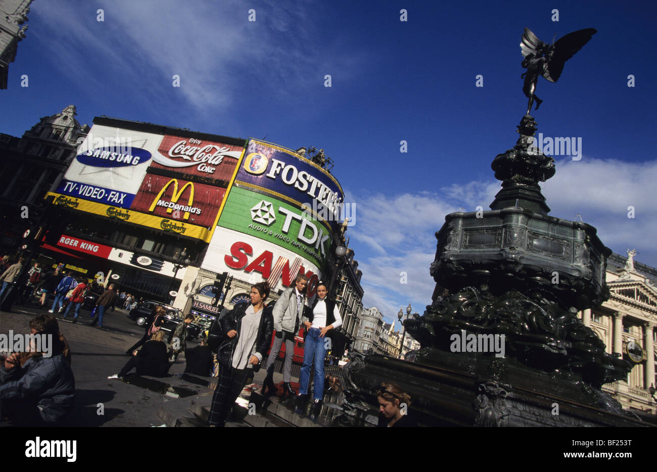 Eros and Piccadilly Circus, City of London. England, United Kingdom, Great Britain, Europe Stock Photo