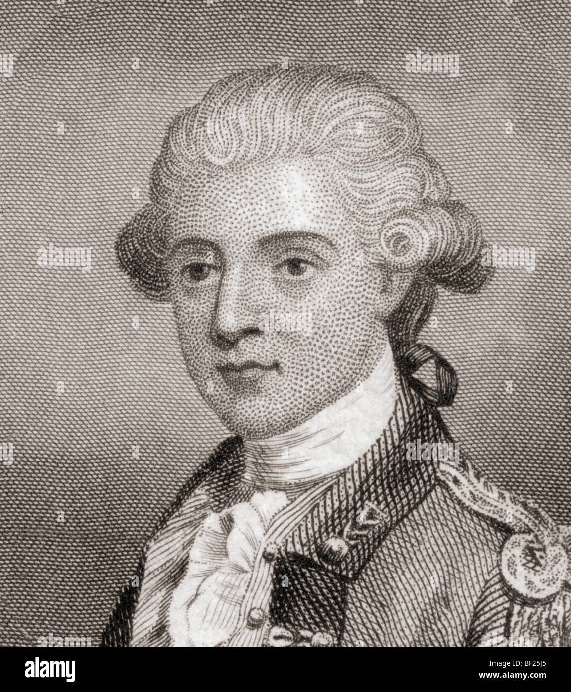 John Andre, 1750 to 1780. British army officer hanged as a spy during the American Revolutionary War. Stock Photo