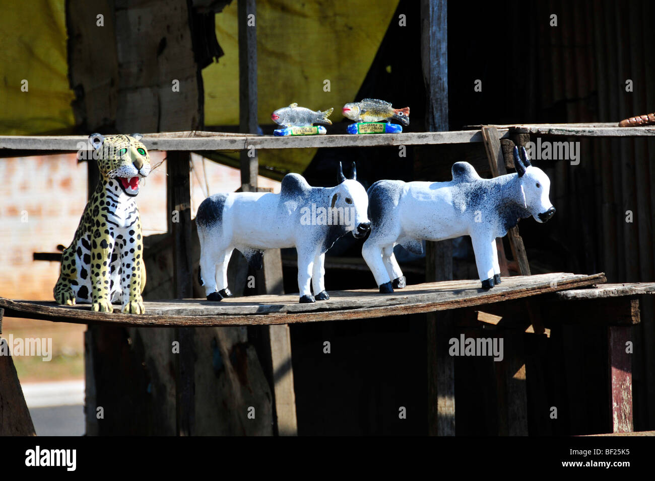 Souvenirs for sale at the roadside near the border between the states of Sao Paulo and Mato Grosso do Sul, Brazil Stock Photo