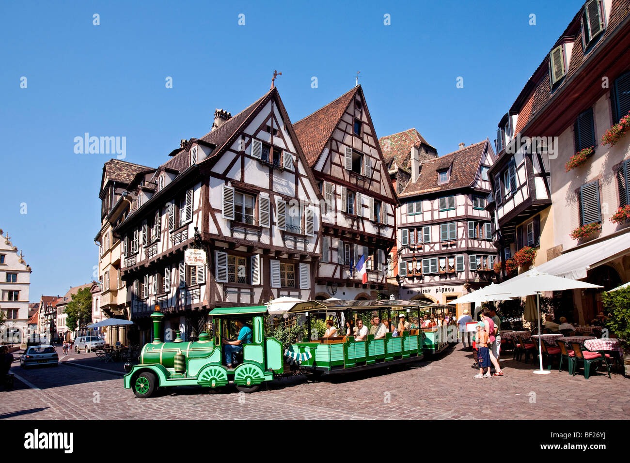 Rue des Marchands, Half-timbered houses in the old town of Colmar, Colmar, Alsace, France Stock Photo