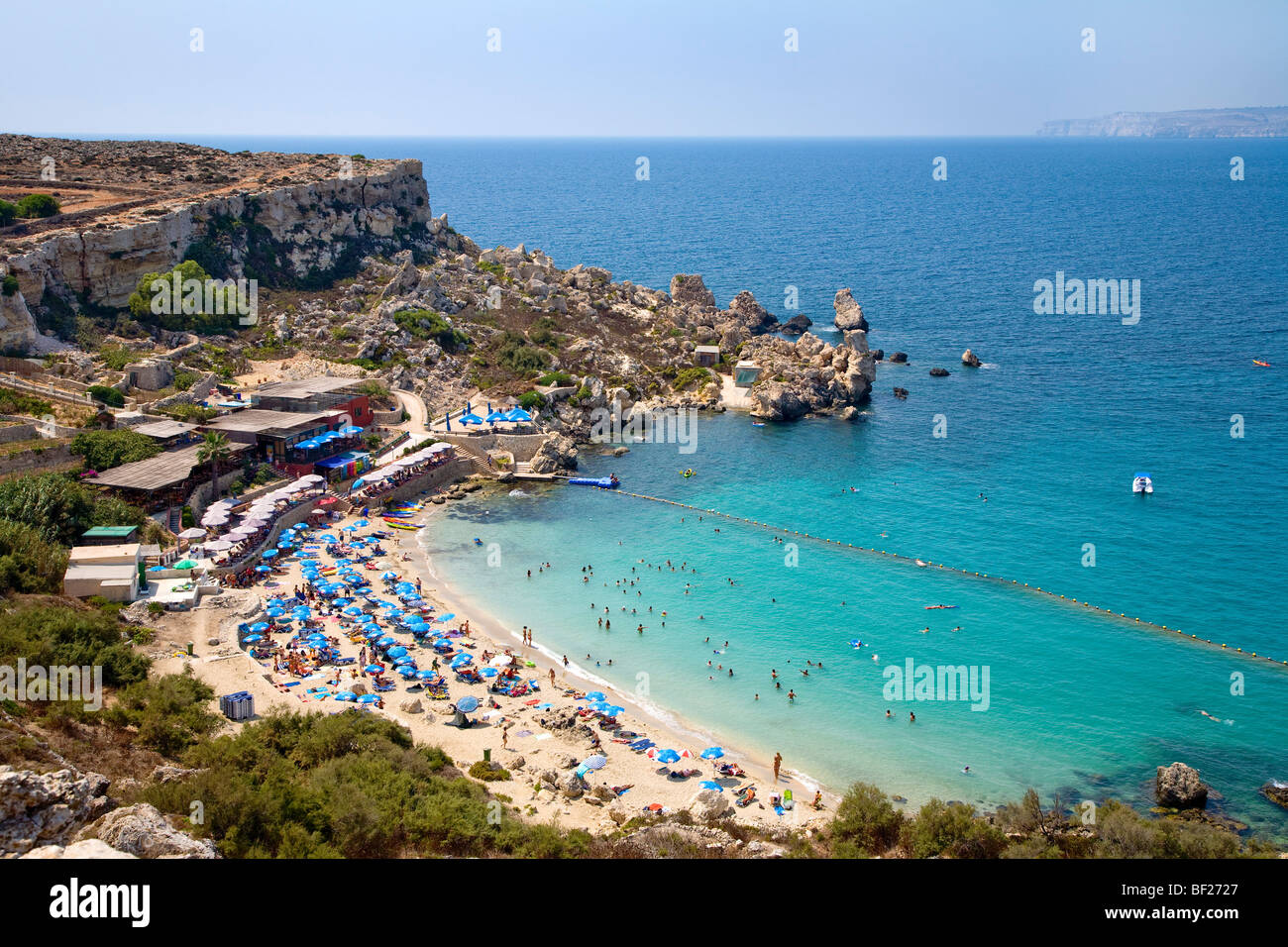 People At The Beach In A Little Bay Paradise Bay Malta Europe Stock Photo Alamy