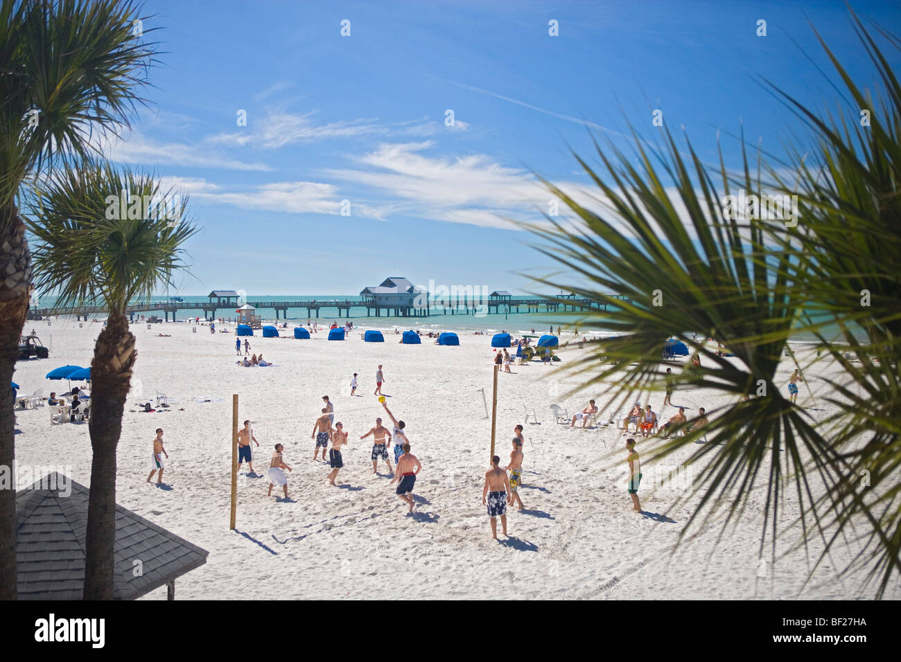 People playing beach volleyball at Clearwater Beach, Tampa Bay, Florida, USA Stock Photo