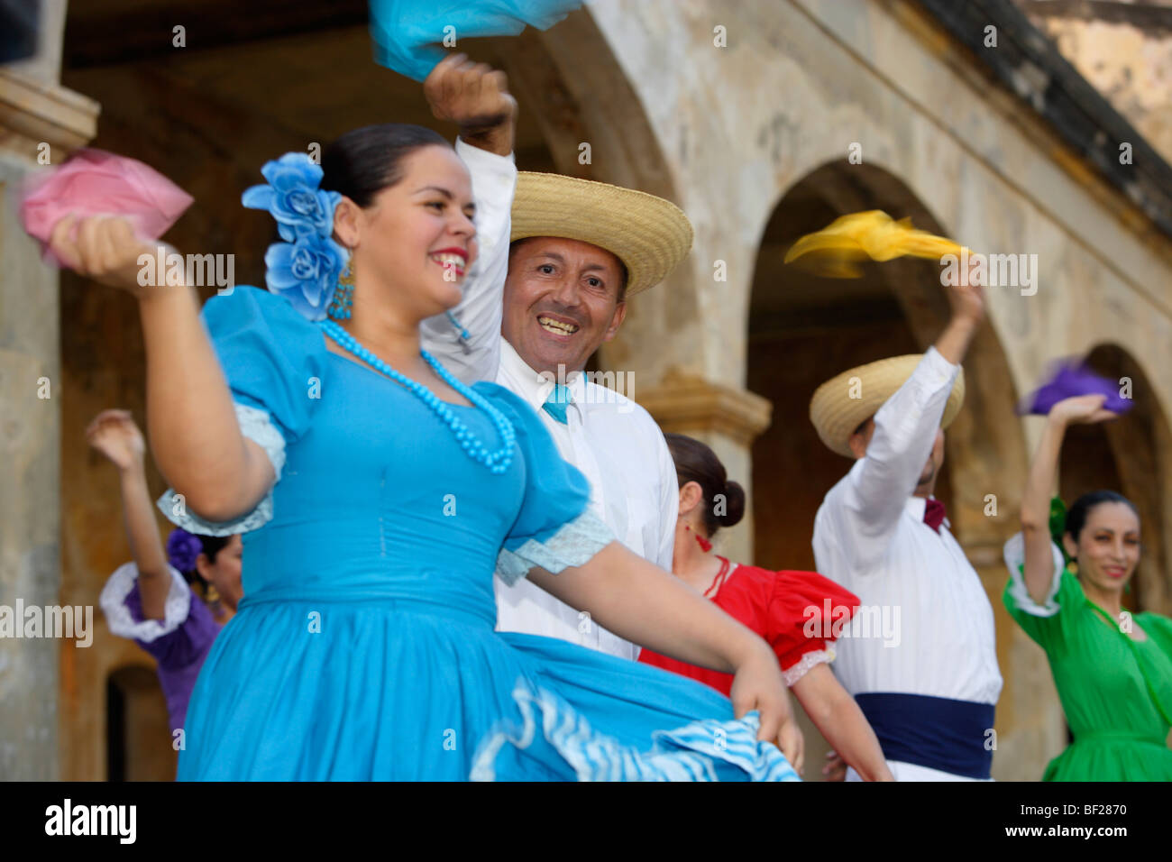 People dancing at the Castillo San Juan, San Juan, Puerto Rico, Carribean, America Stock Photo