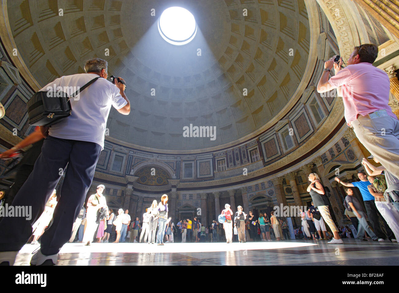 Tourists inside the Pantheon, Rome, Italy, Europe Stock Photo