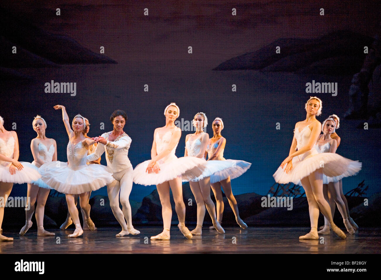 Swan Lake in the Conservatory theatre, Saint Petersburg, Russia Stock Photo