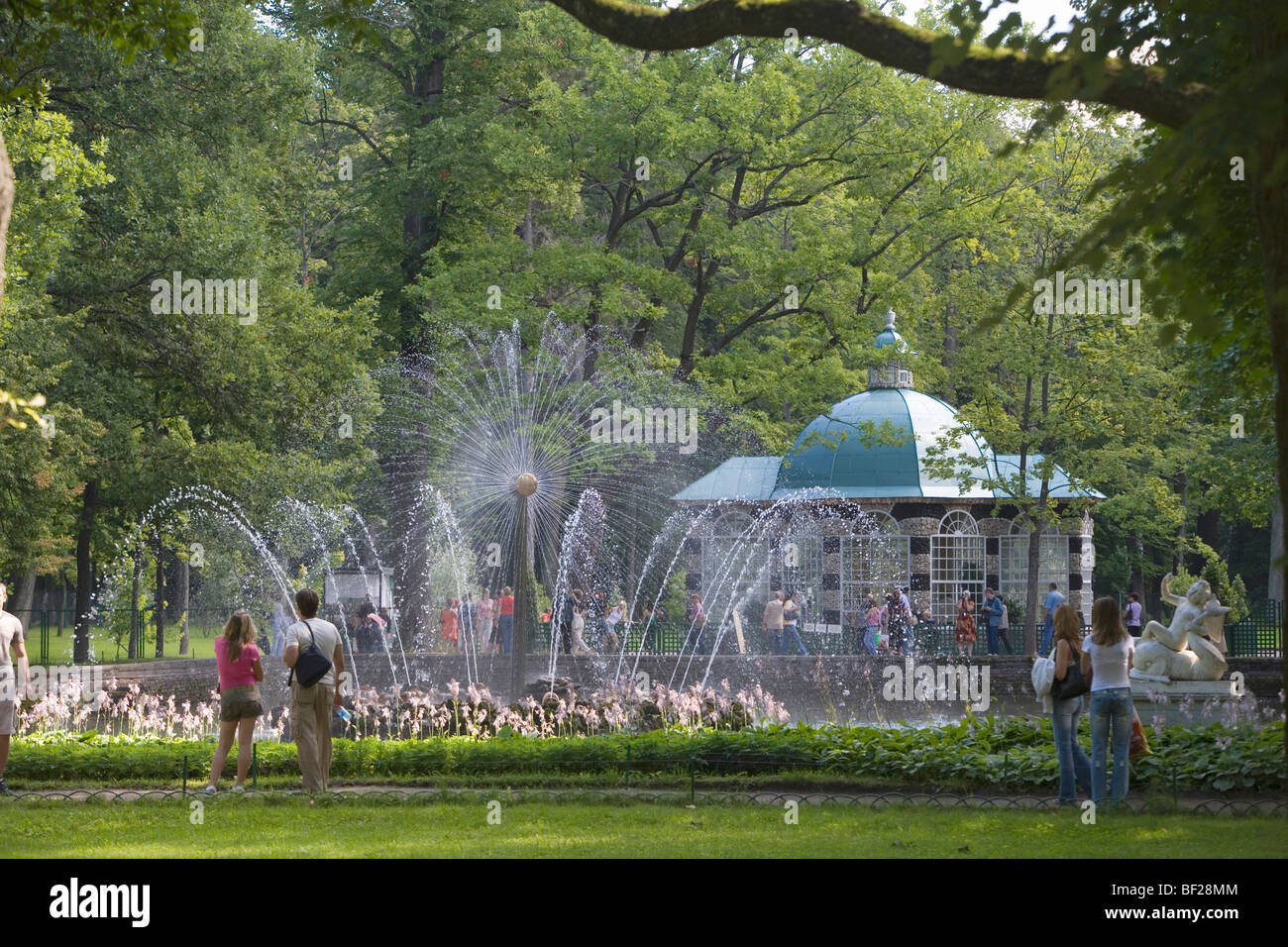 Fountain in the park of Peterhof Palace, St. Petersburg, Russia Stock Photo