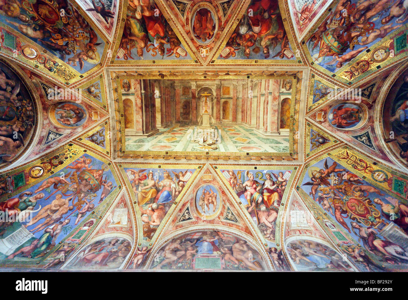 Arches of Sala di Costantino, Stanze di Raffaello, Vatican Museums, Vatican City, Rome, Italy Stock Photo