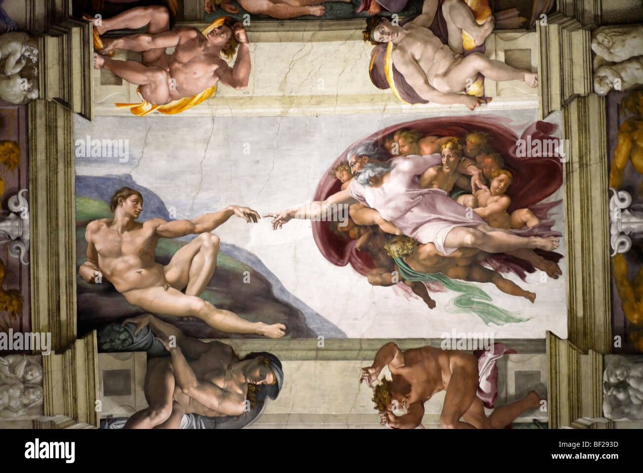 God Creates Adam Sistine Chapel Ceiling By Michelangelo