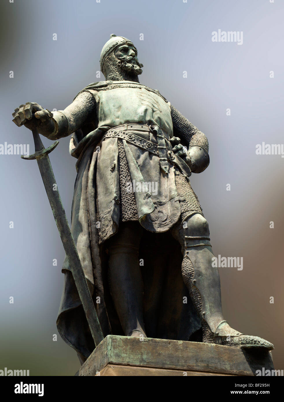 knight statue from Barcelona - Passieg Luis Companyos Stock Photo