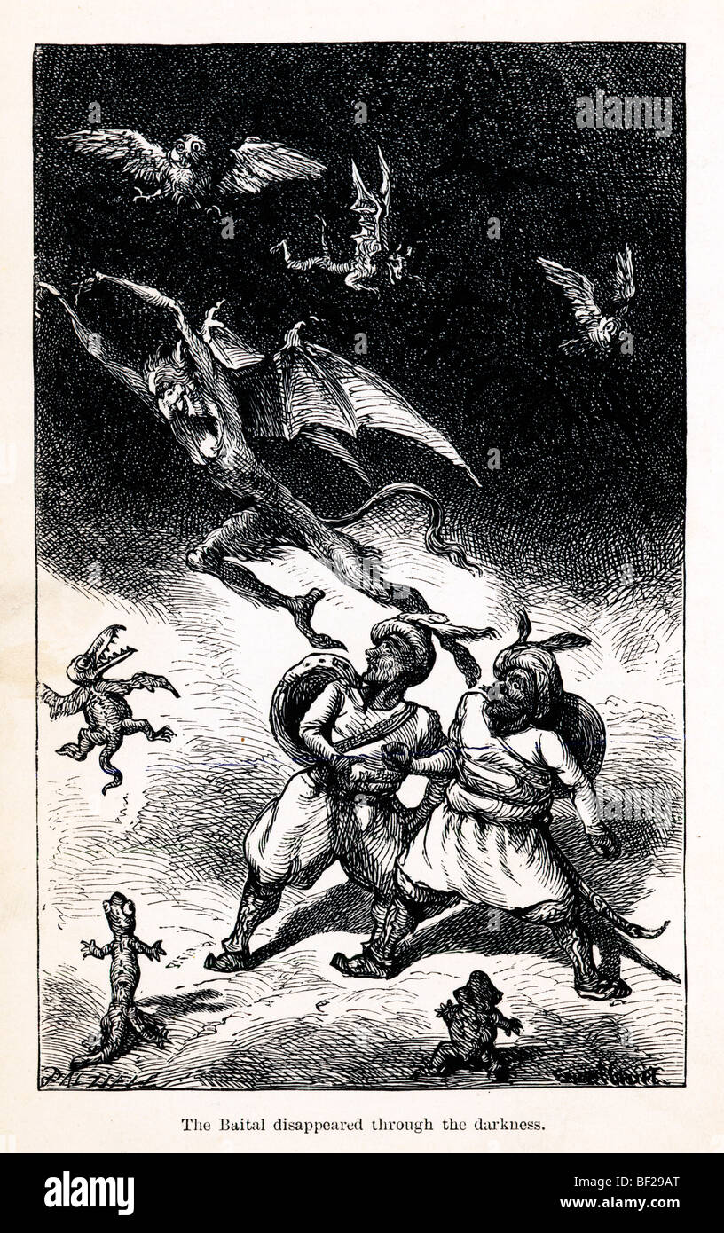 The Baital Disappeared, from Vikram and the Vampire, 1870, or Tales of Hindu Devilry, by Sir Richard Burton Stock Photo
