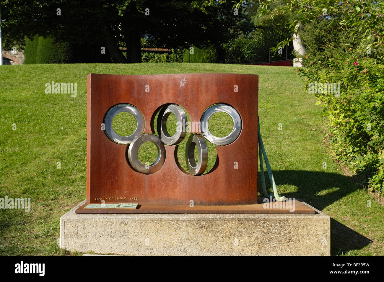 Sculpture in the garden of the Olympic Museum, Ouchy, Lausanne, Canton of Vaud, Switzerland Stock Photo