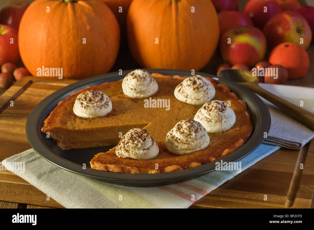 Pumpkin pie dessert Food Stock Photo