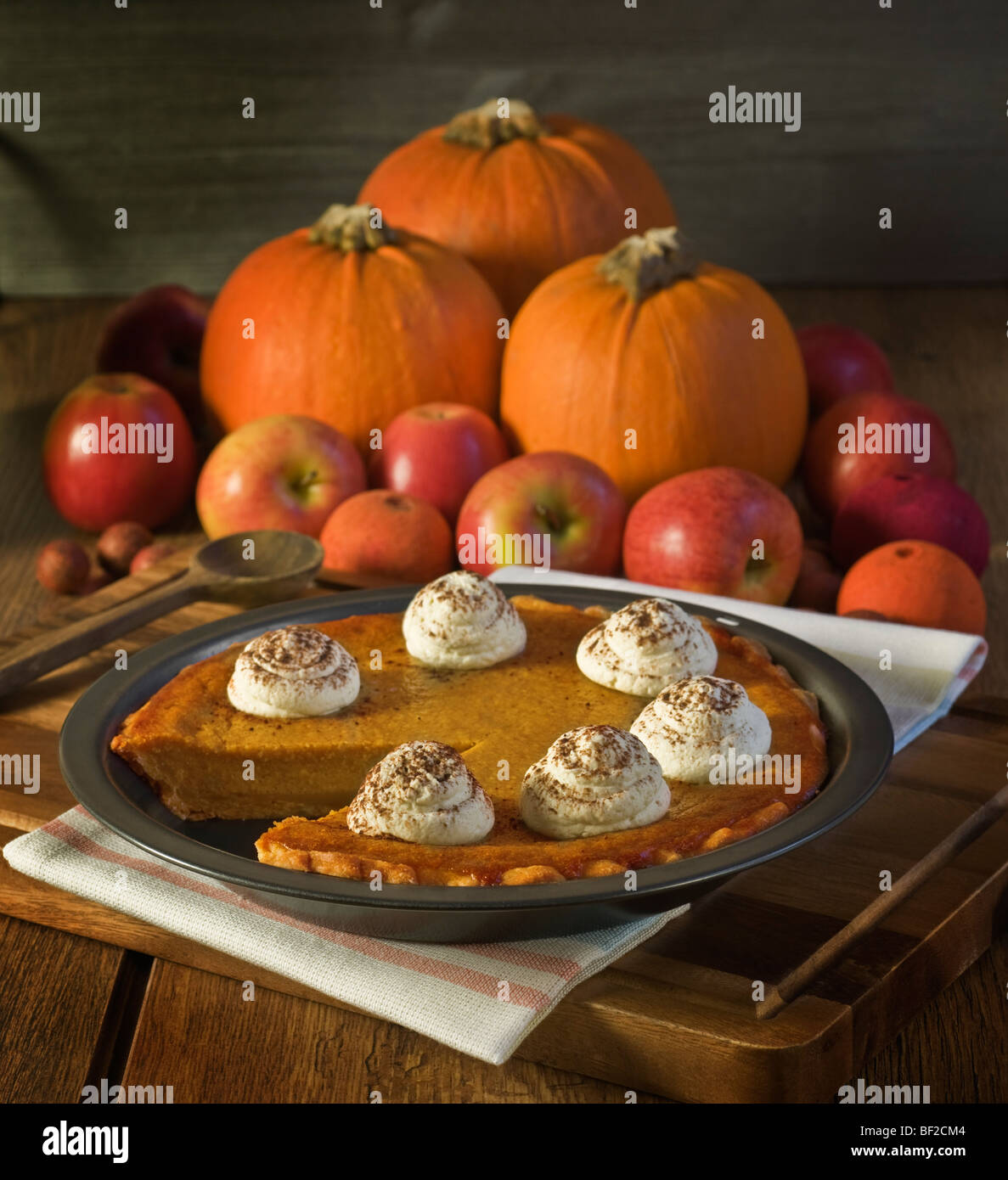 Pumpkin pie dessert Food Stock Photo