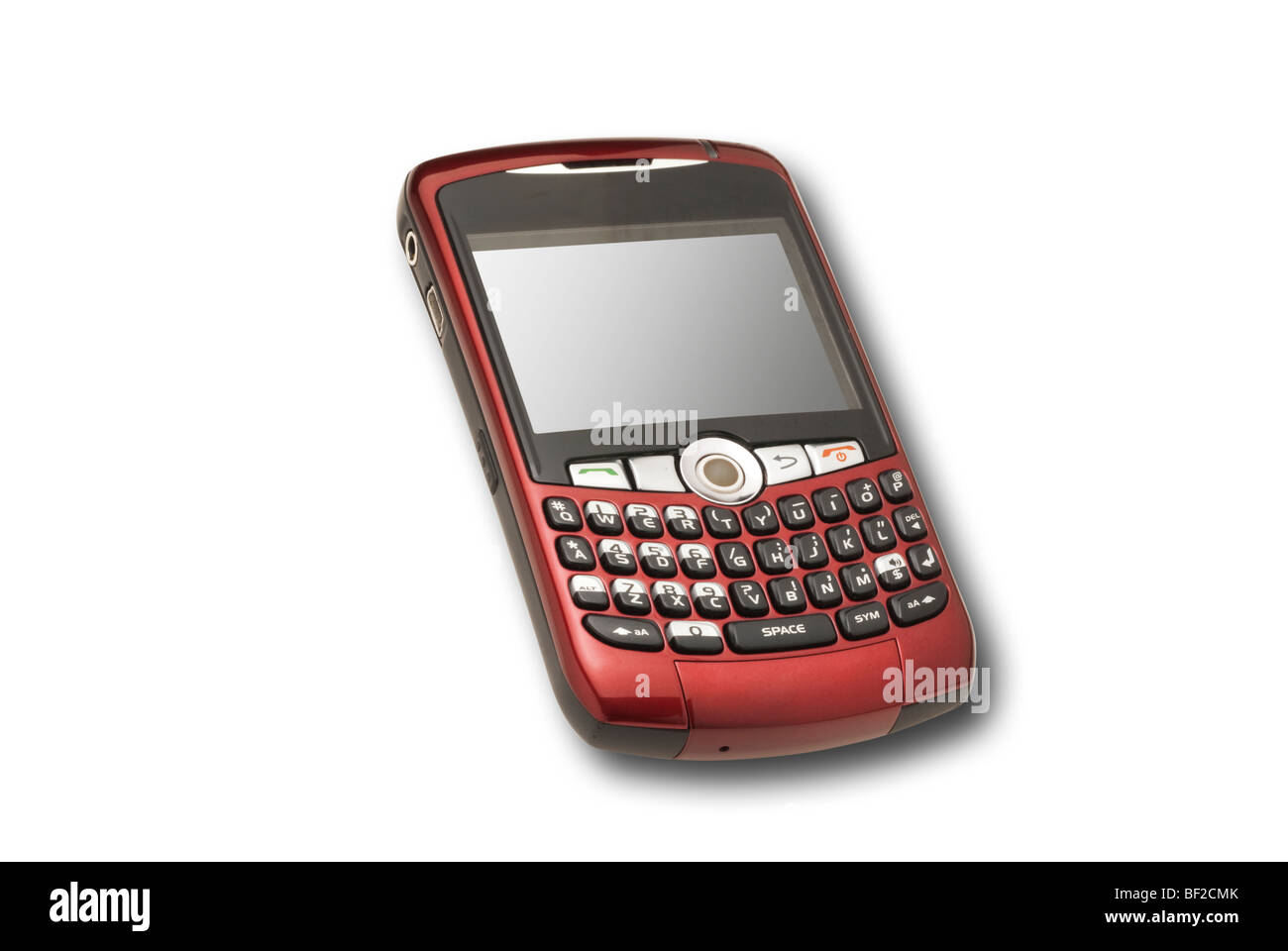burgundy pda at right angle,isolated Stock Photo