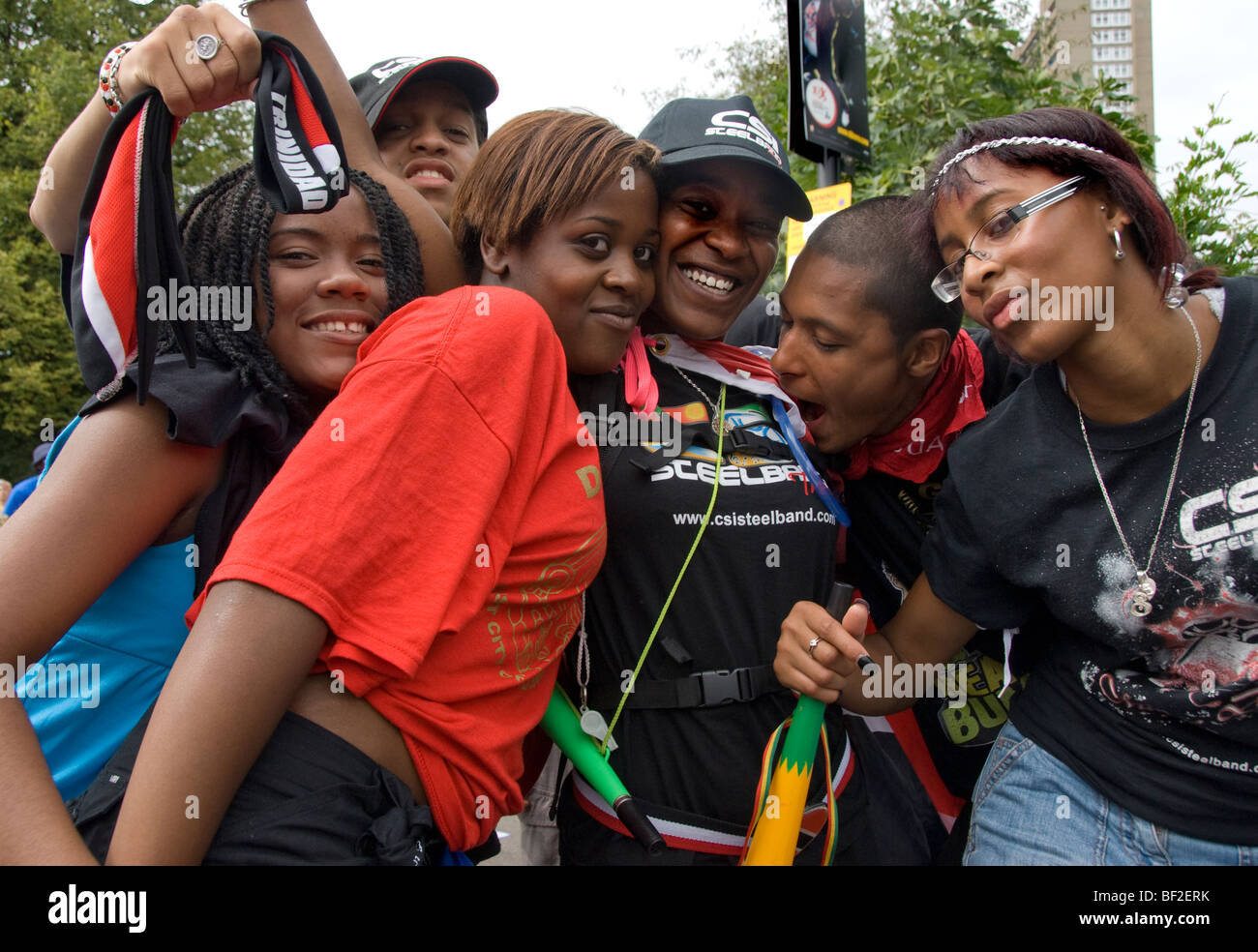 Group of youth messing about and posing in street at Notting Hill ...
