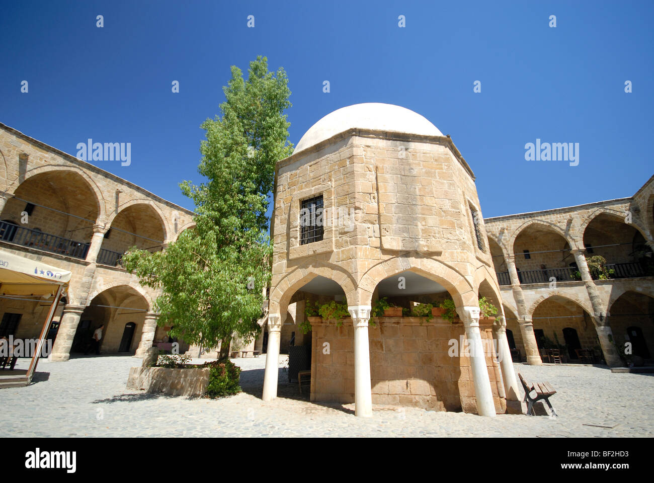 NORTH CYPRUS. NICOSIA (LEFKOSA). The Buyuk Han ('Big' or 'Great Inn'), a restored Ottoman caravansarai. 2008. Stock Photo