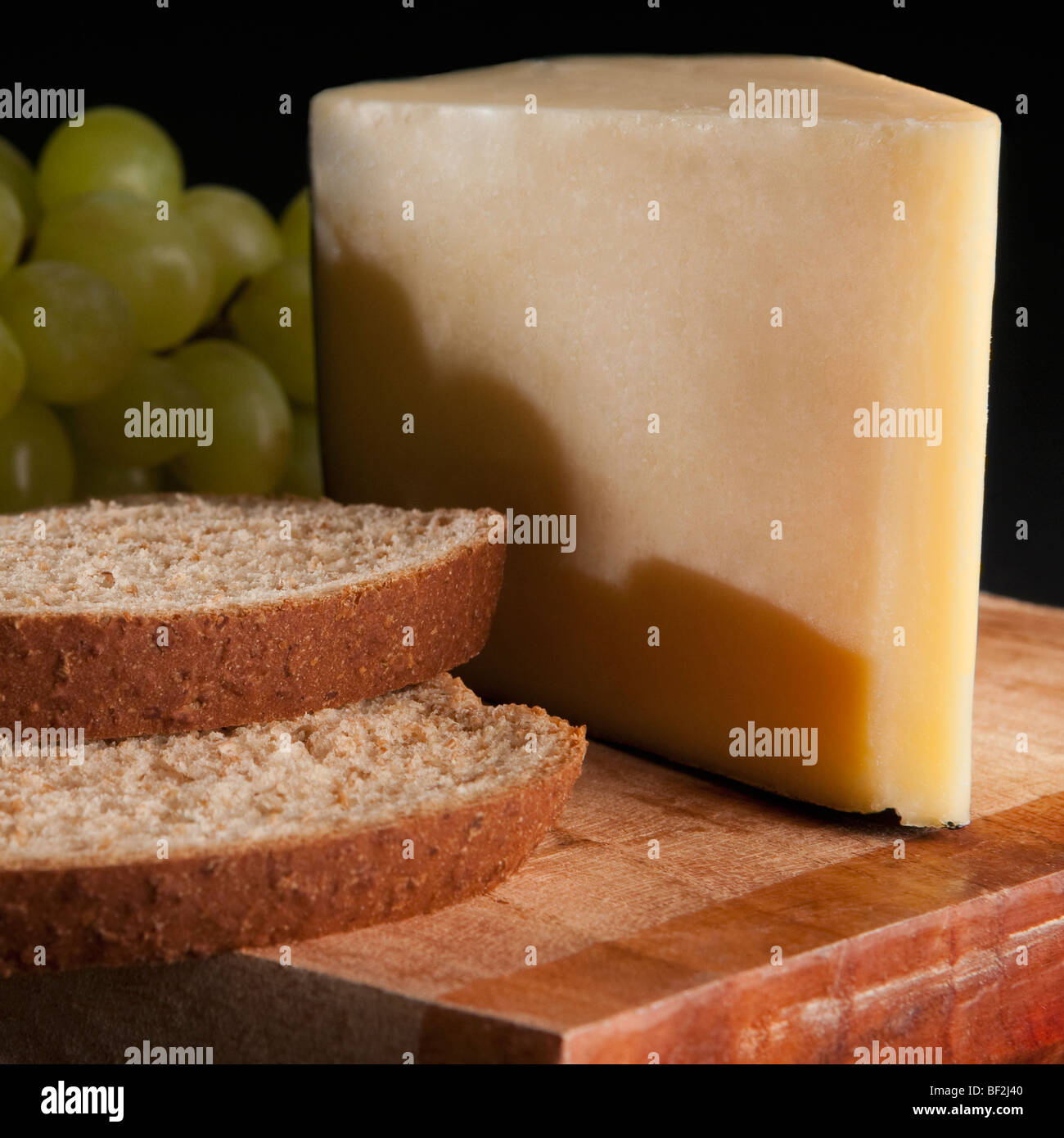 Close-up of cheese and bread Stock Photo