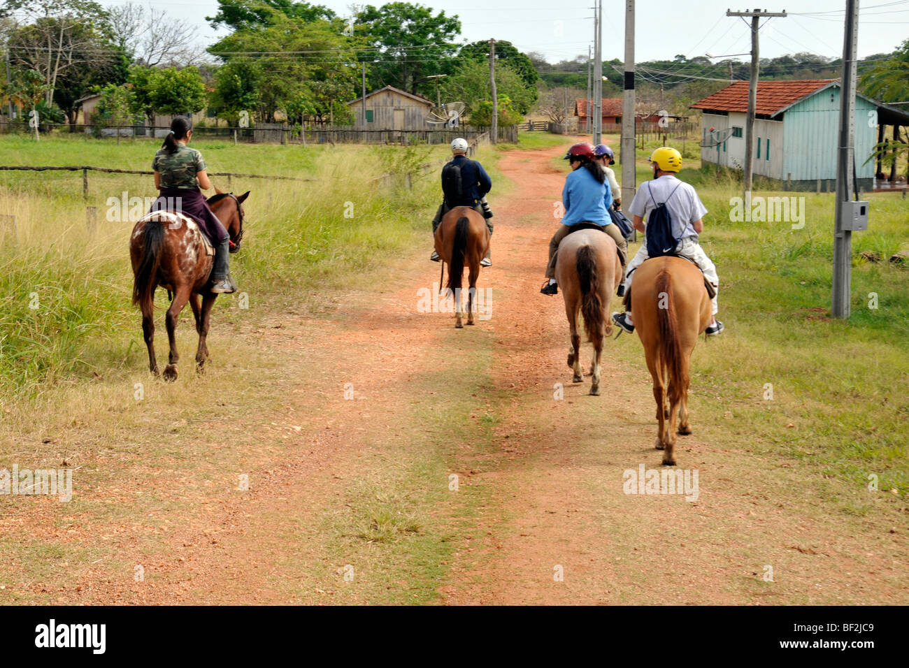 Horseback riding, Fazenda San Francisco, Miranda, Mato Grosso do Sul, Brazil Stock Photo