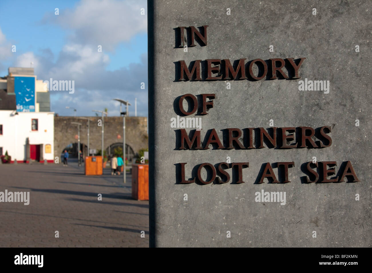 Monument in honour of Mariners lost at sea by the Spanish Arch in Galway city Ireland Stock Photo