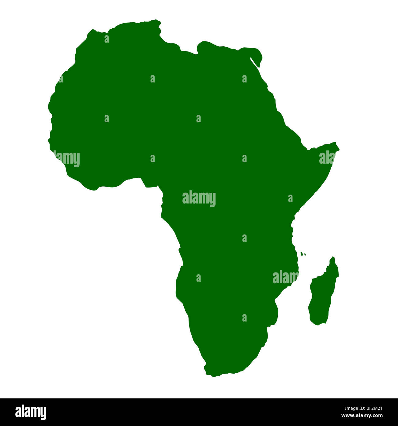 Outline map of continent of Africa isolated on white background with clipping path. Stock Photo