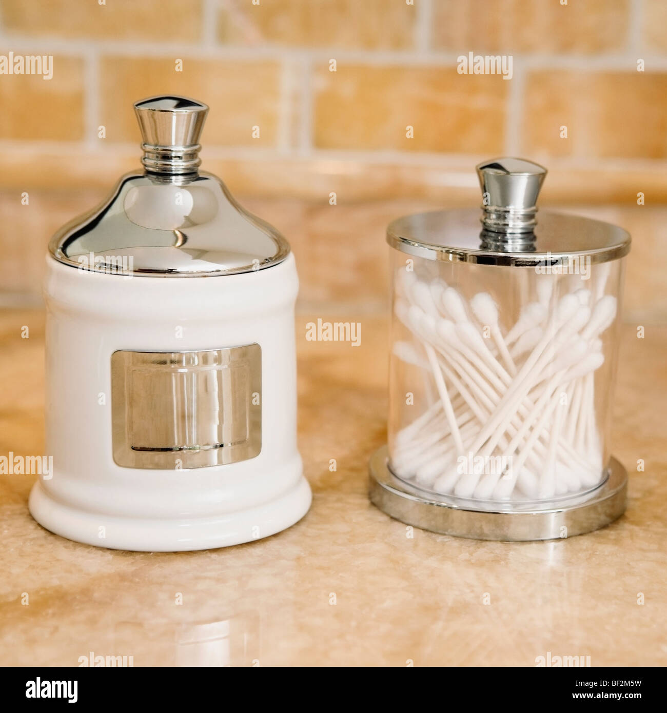 Cotton swabs in the bathroom Stock Photo Alamy