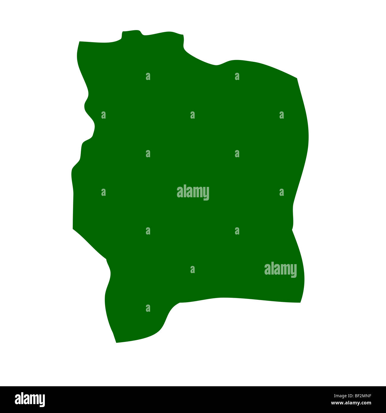 Outline map of Cote D'Ivoire isolated on white background with clipping path. Stock Photo