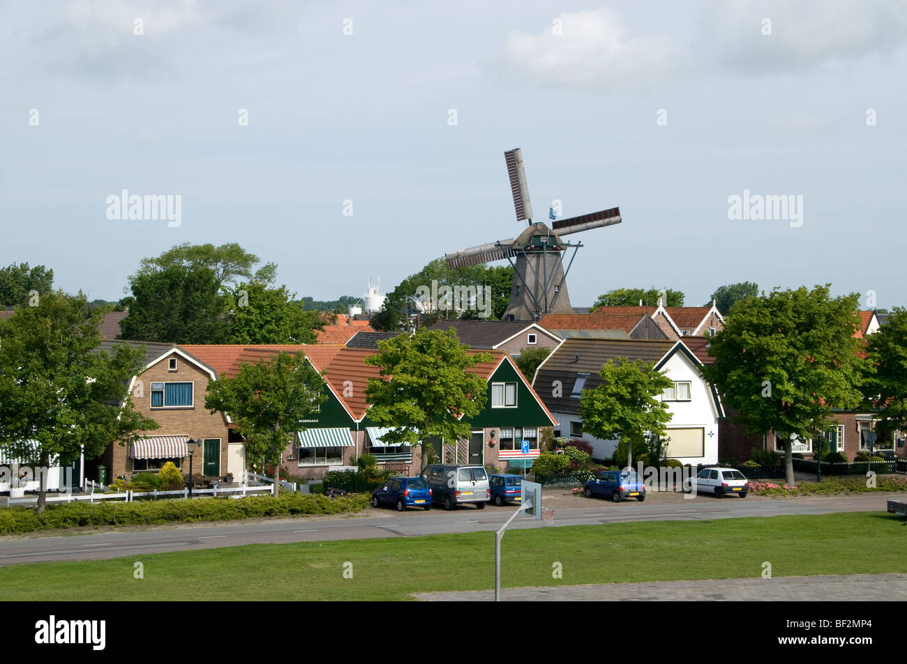 Texel Netherlands Holland Den Oever Village island Windmill Stock Photo