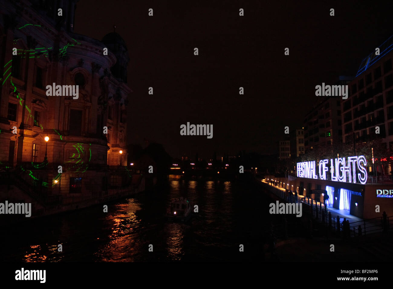 Berliner Dom cathedral and Spree river, Festival of Lights 2009, Berlin, Germany, Europe Stock Photo