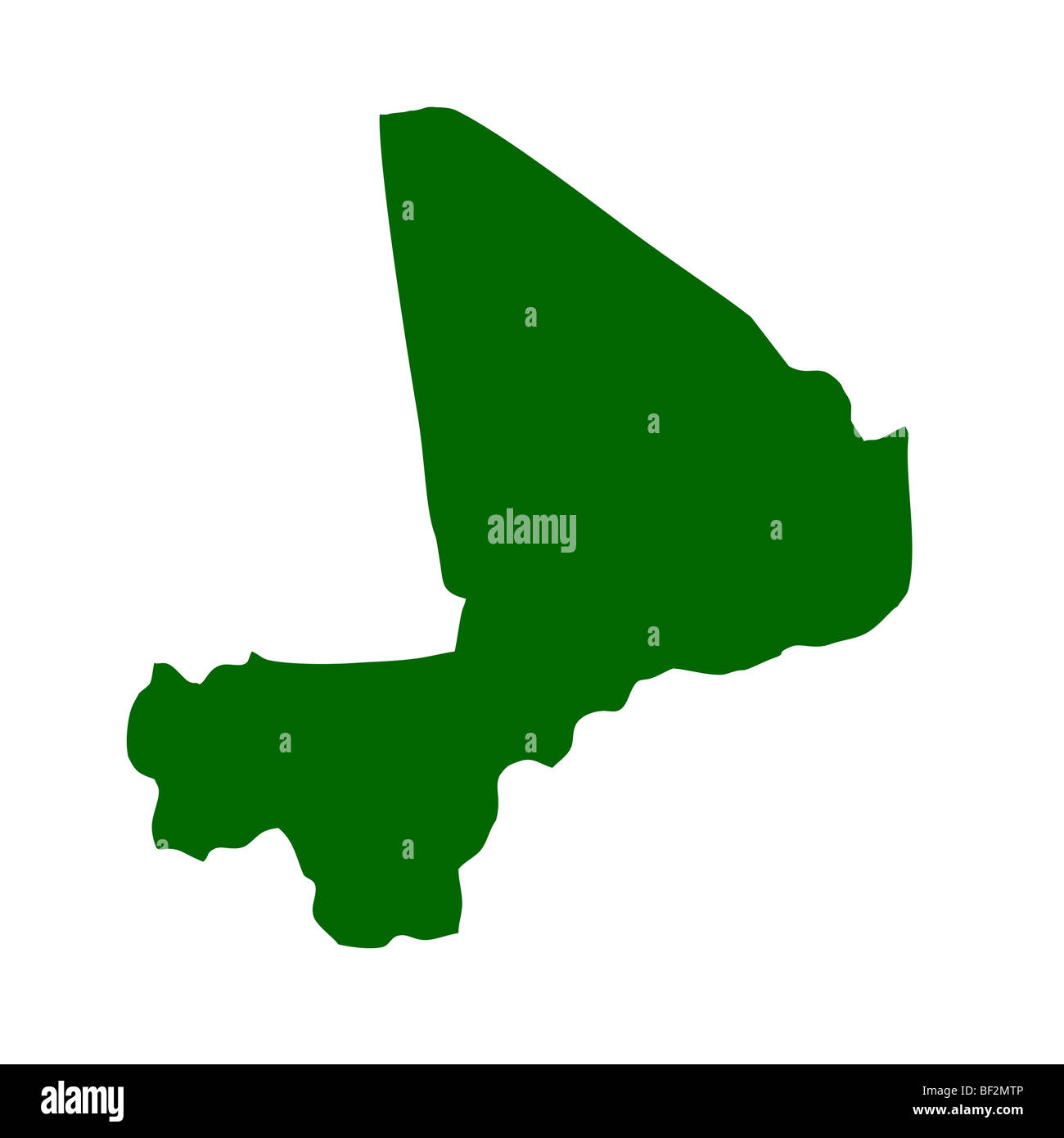 Outline map of Mali isolated on white background with clipping path. Stock Photo