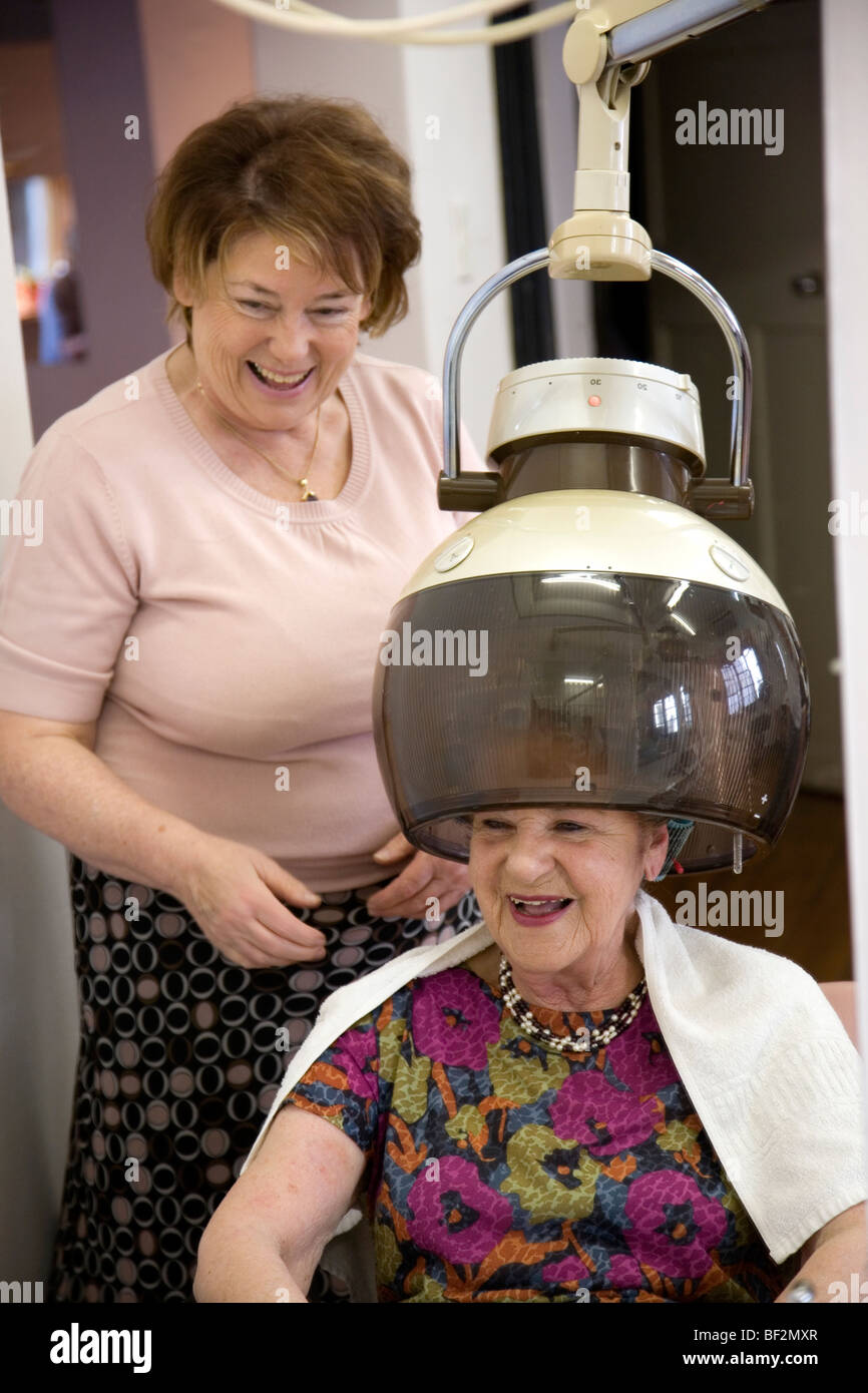 Stylist and Client at The Old Hair Salon Stock Photo Alamy