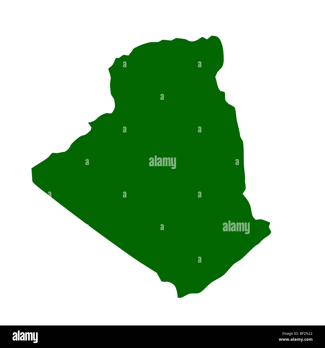 Outline map of Algeria isolated on white background with clipping path. Stock Photo