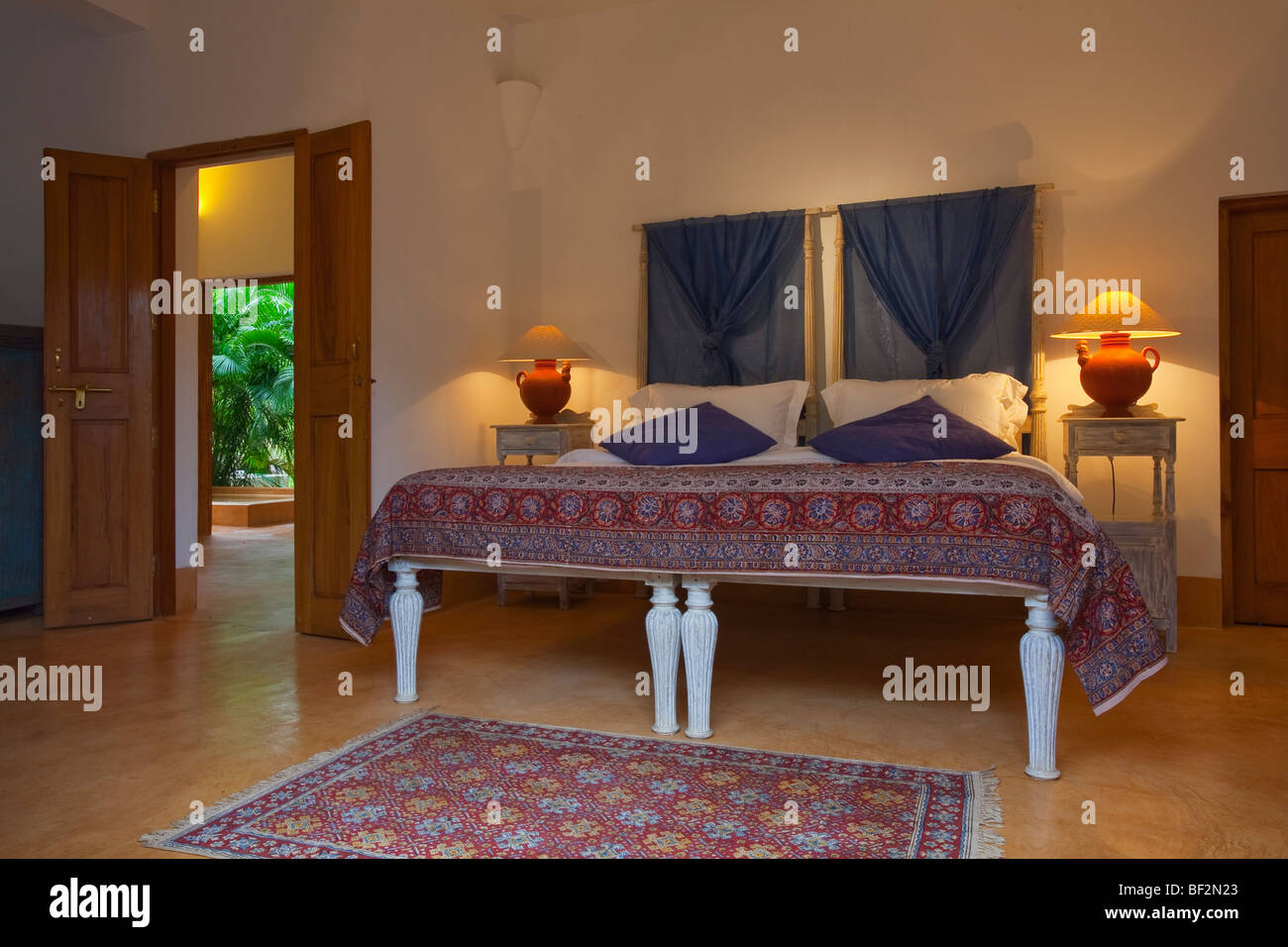 The Bedroom Of A Luxury Tropical Modern Villa Stock Photo