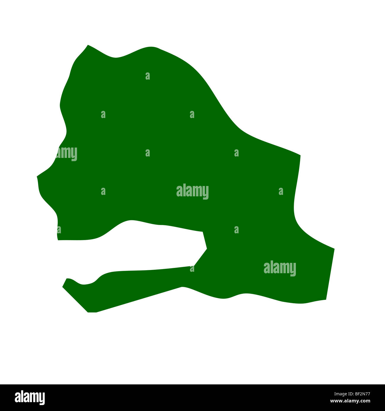 Outline map of Senegal isolated on white background with clipping path. Stock Photo