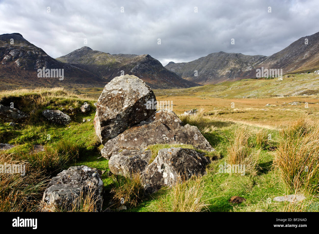 The Twelve Bens mountain range. Connemara. Co Galway. Ireland 2009. Stock Photo