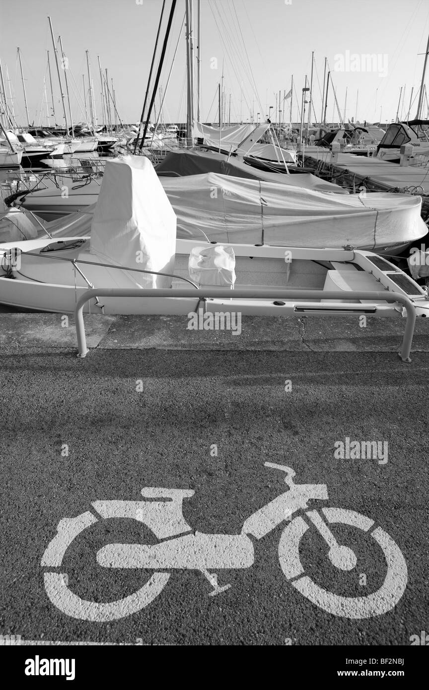 Côte d'Azur Menton France Old Town Picturesque Riviera Coastal town scooter by harbour Stock Photo