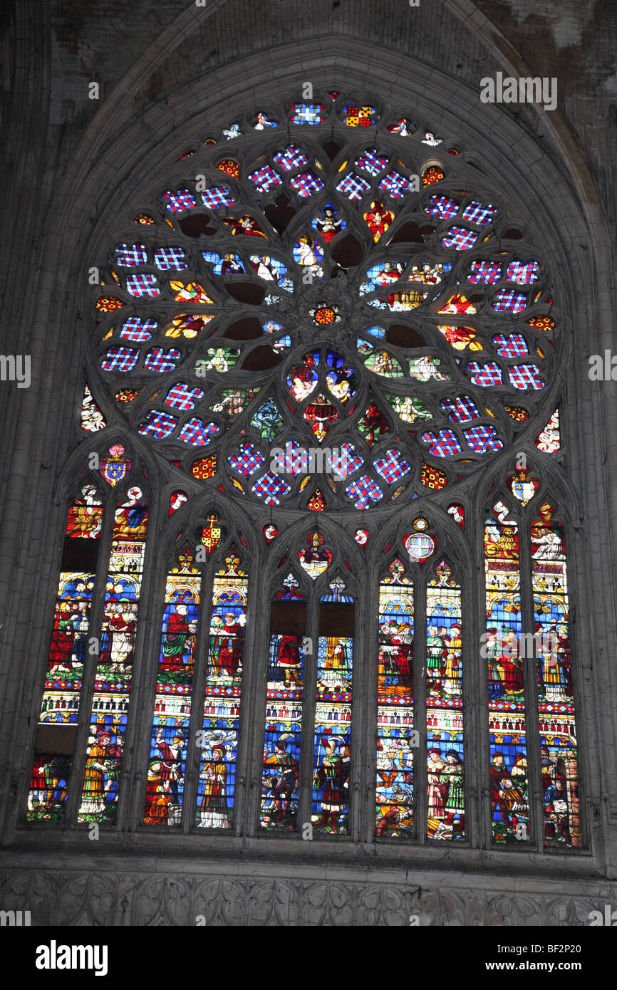 France Sens Cathedral Stained Glass Window Stock Photo