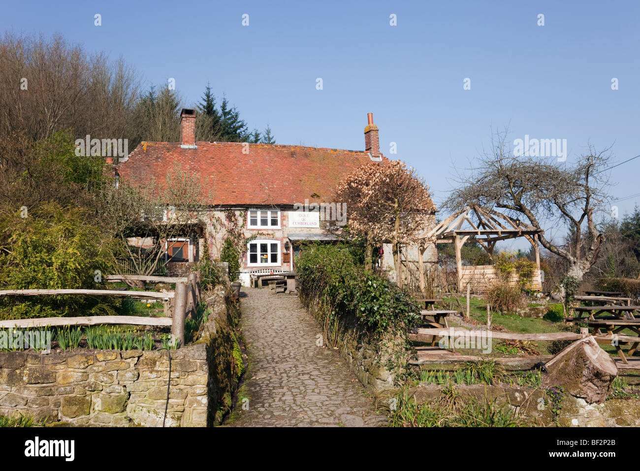 The quaint Duke of Cumberland country pub in hamlet near Midhurst in South Downs National Park. Henley West Sussex England UK Britain Stock Photo